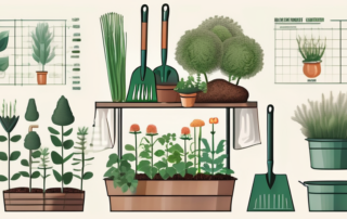 A variety of organic gardening tools and products
