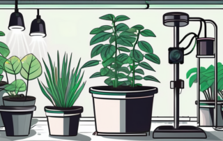 A complete led grow set in a well-organized indoor garden setup