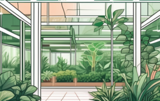 A lush indoor garden illuminated by a tled 26w growth light