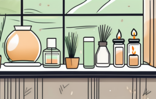 Various household items like a candle