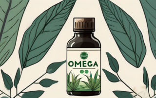 A hemp oil bottle with omega-3 label