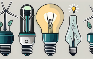 Several energy-saving led light bulbs glowing brightly