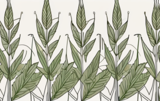 A hemp plant intertwined with threads and fabrics to represent its use as a textile material