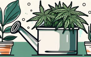 A cannabis plant in a pot