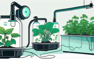 A thriving plant growing in a hydroponic system