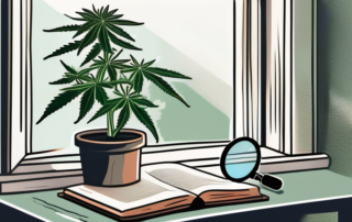 A cannabis plant inside a home setting