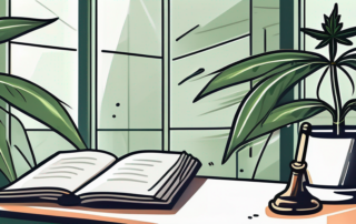 A lush cannabis plant thriving in a well-lit indoor setup