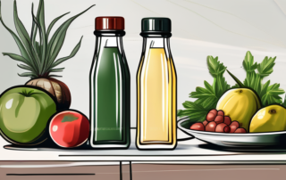 A bottle of hanfsamenöl (hemp seed oil) with a measuring tape around it