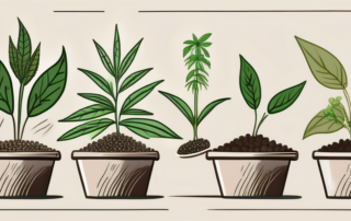 Various types of hemp seeds on a soil background