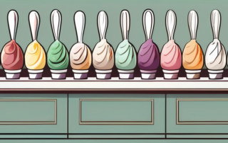A variety of colorful gelato scoops in different flavors