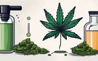 A cbd oil dropper bottle with a scale indicating 10 percent