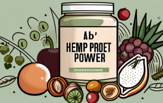 A hemp protein powder container with a question mark hovering above it