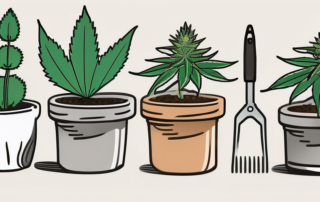 Different types of cannabis seeds sprouting in pots