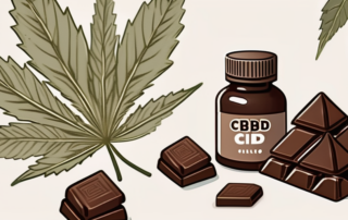 Several pieces of chocolate with hemp leaves subtly incorporated into the design