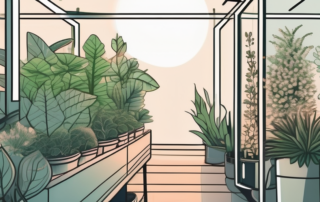 Various types of plants thriving under artificial light sources such as led grow lights