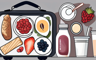 A variety of healthy breakfast foods like fruits