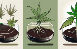 Various stages of a cannabis seed germinating