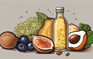 A bottle of flaxseed oil radiating light