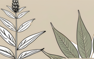 A mature hemp plant with its various parts (leaves