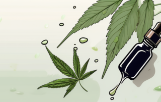 A dropper bottle of hemp oil with a few drops falling into a spoon