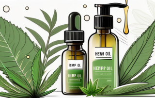 A bottle of hemp oil with a dropper