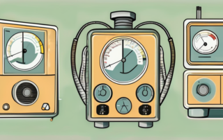 Various scientific instruments like a geiger counter