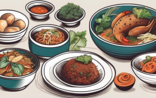 Various international dishes and ingredients