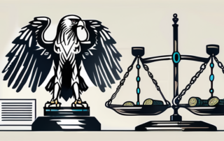 The german federal eagle symbolically holding a balance scale