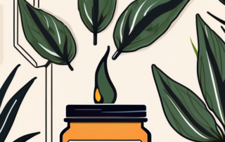 A variety of products like a bottle of hemp oil