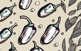 A few piperin capsules surrounded by various spicy peppers