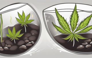 A few cannabis seeds germinating in a moist