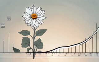 A thriving flower in full bloom with a ph scale incorporated subtly in the background