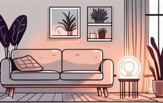 A uv lamp glowing with a radiant light in a cozy home setting