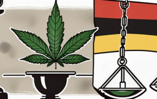 The german flag with a balance scale