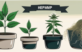 A hemp plant in different stages of growth