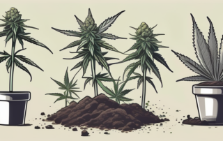A cannabis plant in different stages of growth