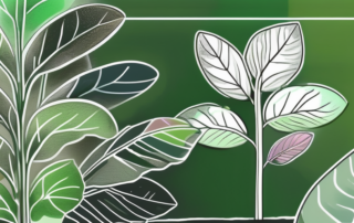 A plant under sunlight with visible light waves of different colors (representing different wavelengths) hitting the leaves