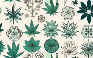 Various cbn (cannabinol) flowers in a serene and natural setting