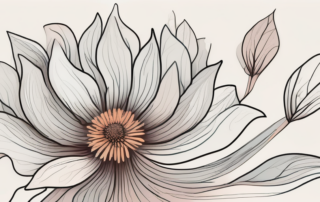 A wilting flower transitioning into a blooming one