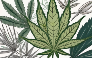 Several high-quality female cannabis seeds surrounded by hemp leaves