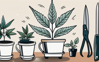 A healthy hemp plant in a pot