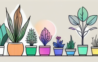 Various plants under different colors of light spectrum to depict their growth and health