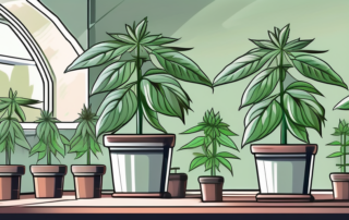 A lush cannabis plant in a legal home-growing setup