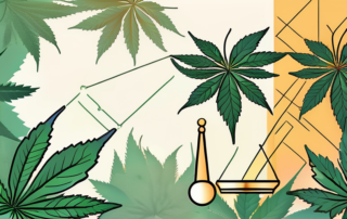 The saarland map with cannabis leaves scattered across