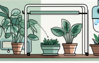 An indoor plant growing setup with visible humidity