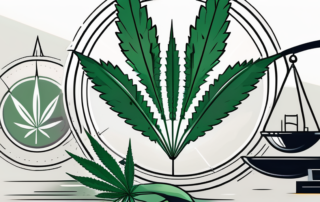 A cannabis plant in the foreground with the german flag subtly integrated in the background