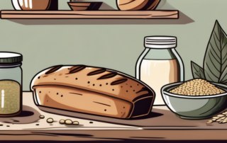 A freshly baked loaf of hemp bread on a rustic wooden table