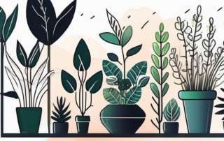 Various types of plants under a bright light