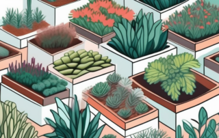 A variety of plants densely populated in a square meter of garden space