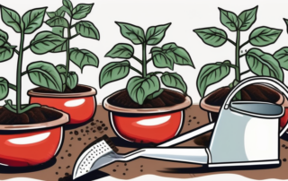 Over-fertilized tomato plants showing signs of damage